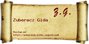 Zuberecz Gida névjegykártya